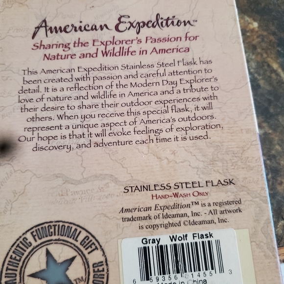 American Expedition wolf Stainless Steel Flask - Picture 4 of 4